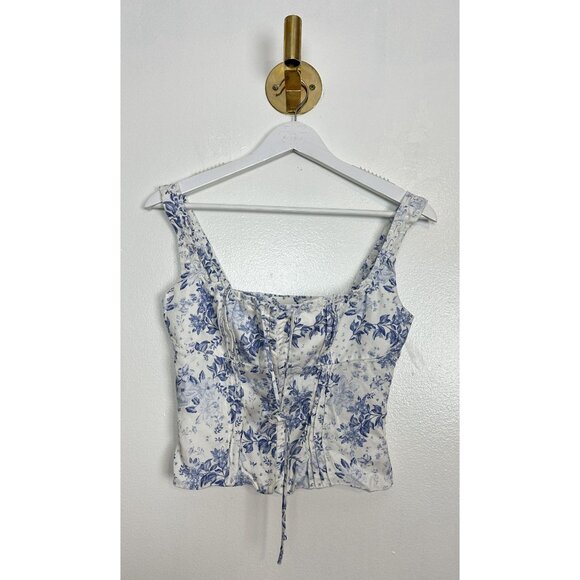 House of CB Blue and White Floral Corset Top - Picture 6 of 16